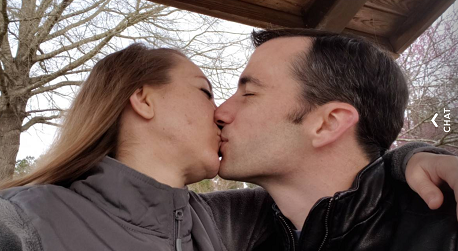Couple first kiss